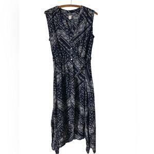 Gap Dress Size L Bandana Handkerchief Paisley Blue 4th of July Summer Western